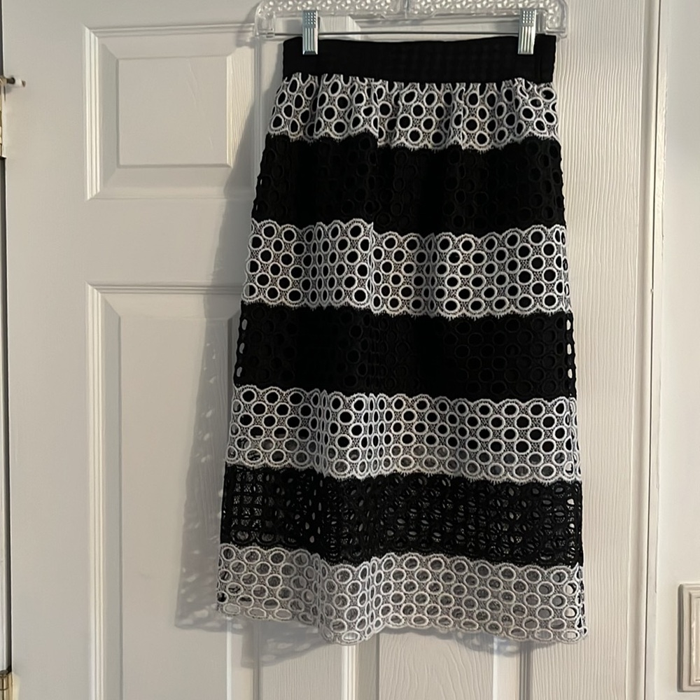 Black and white striped skirt